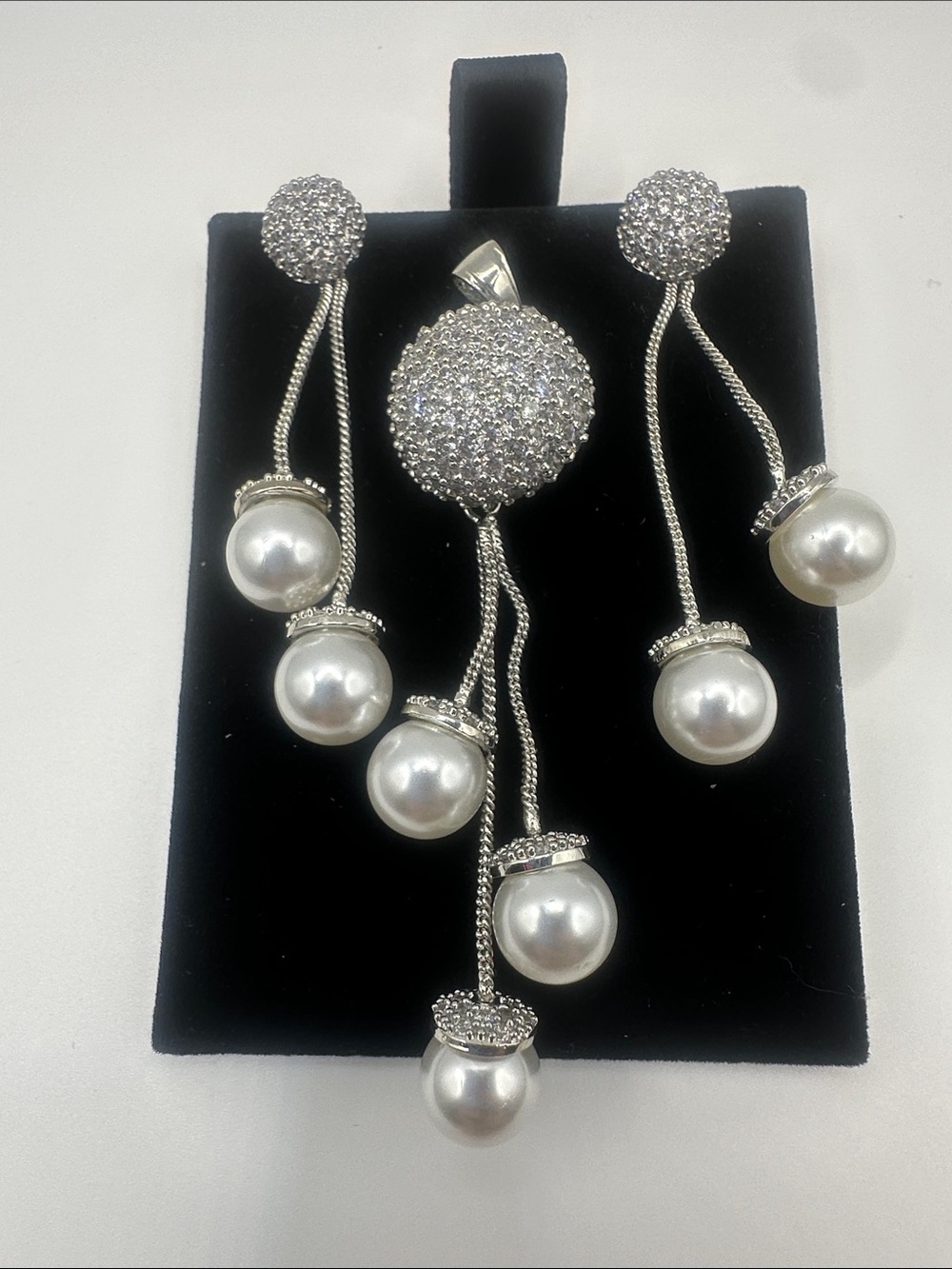 Elegant Silver Pearl Drop Necklace and Earring Set  
2 ways to wear it